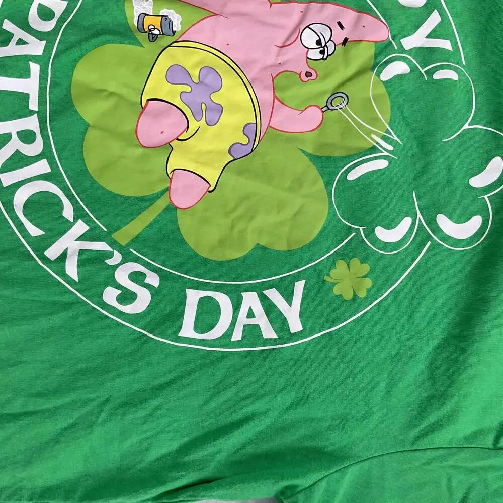 Cute SpongeBob Patrick Star St. Patrick's Day Green T-Shirt Soze Medium - Picture 3 of 4